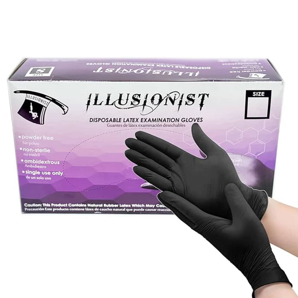 Illusionist Black Latex Disposable Multipurpose Gloves