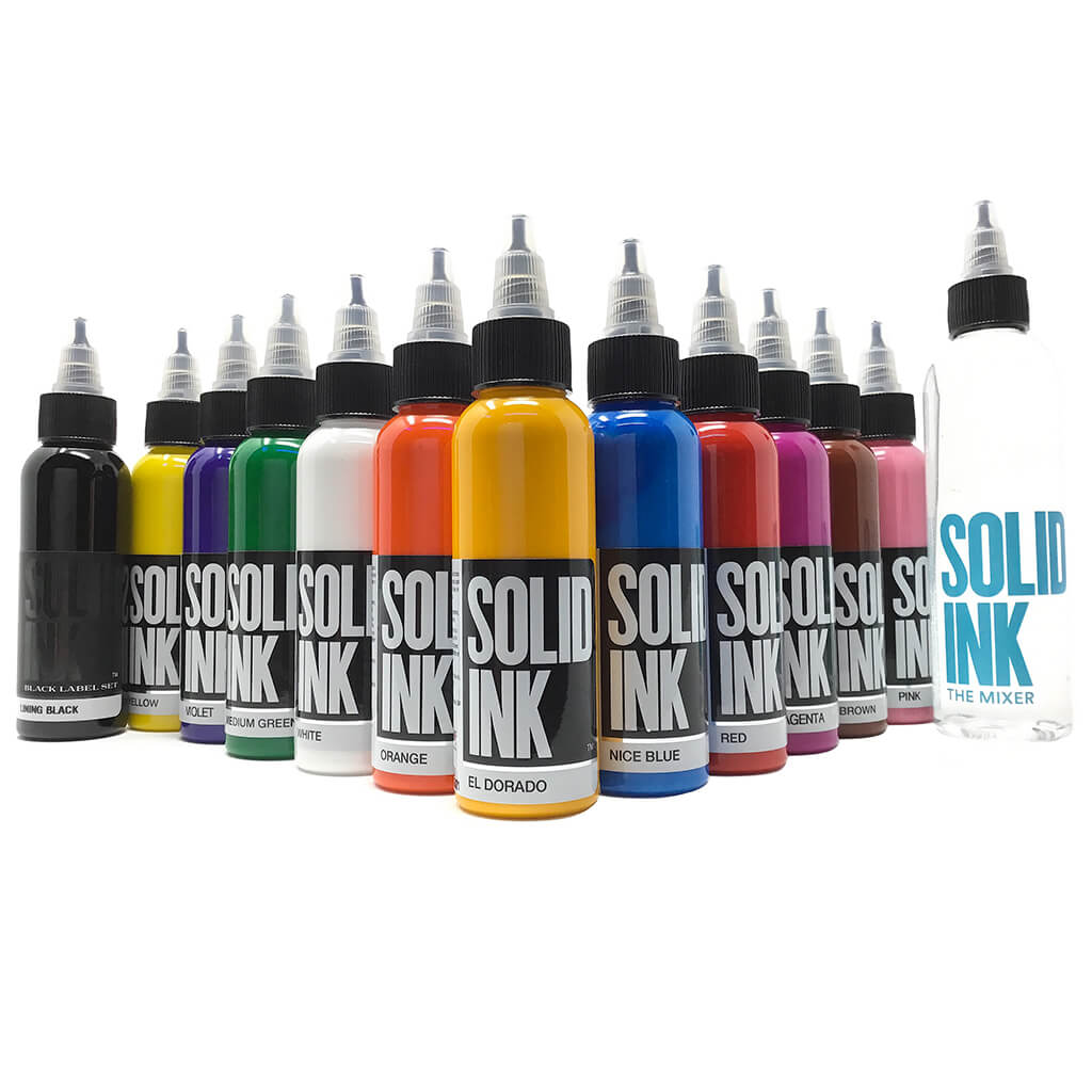 12 Color Spectrum Set Solid Ink 1oz Bottles