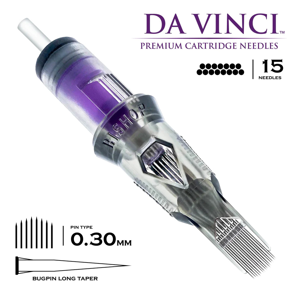 Bishop Da Vinci V2 Curved Mag Tattooing Needle Cartridges bugpin 15 needleslong taper