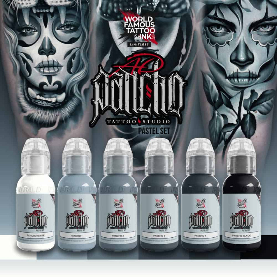 World Famous A.D. Pancho Pastel Grey Tattoo Ink Set