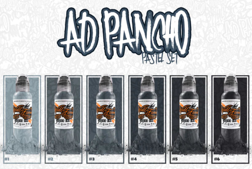 World Famous A.D. Pancho Pastel Grey Tattoo Ink Set