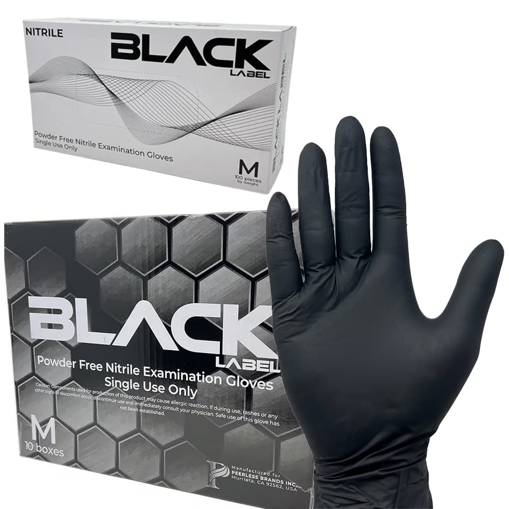 Black Label Nitrile Powder Free Gloves For Tattooing