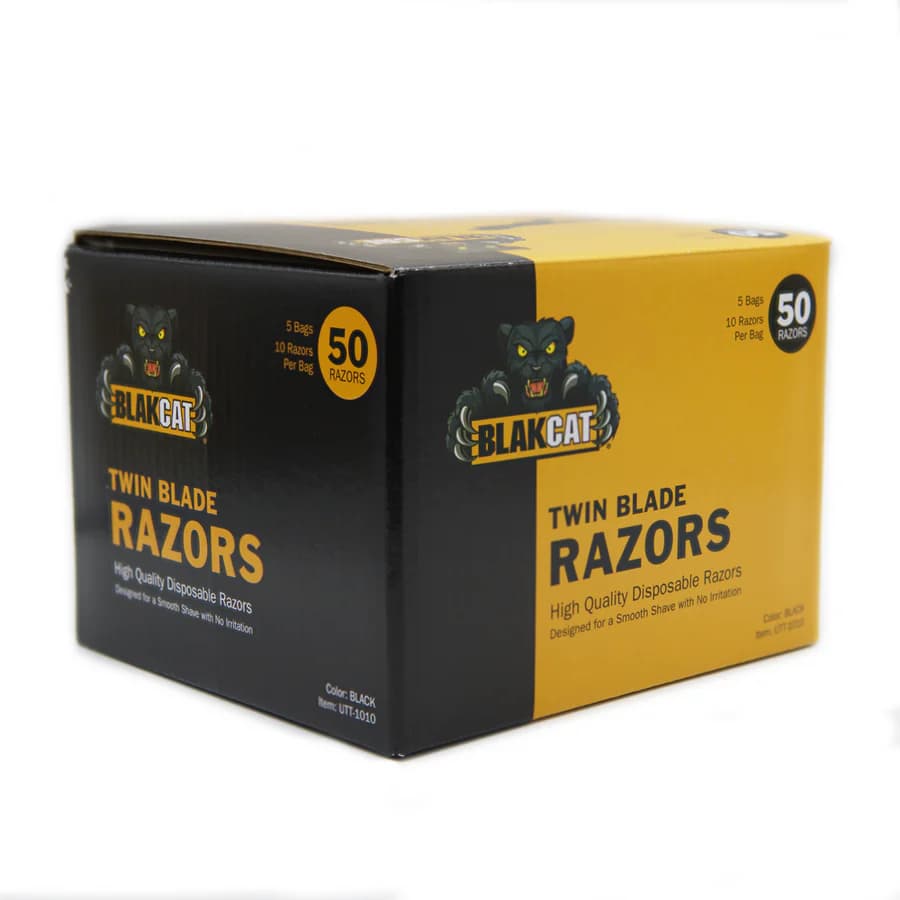 Blakcat Premium Twin Blade Disposable Razors - 50/bx