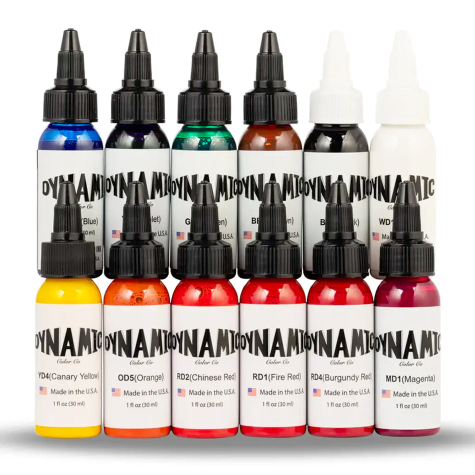 Dynamic OG Tattoo Ink Color Set 12 Colors 1oz Made in USA – SD