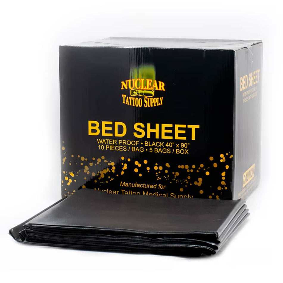 Nuclear Tattoo Medical Drape Sheet / Bed Sheet - Black