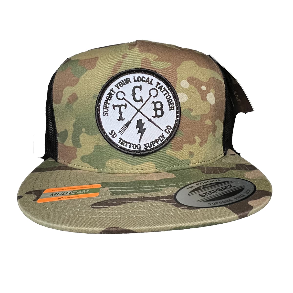 SD Tattoo Supply OG Trucker Hat Black and Multicam