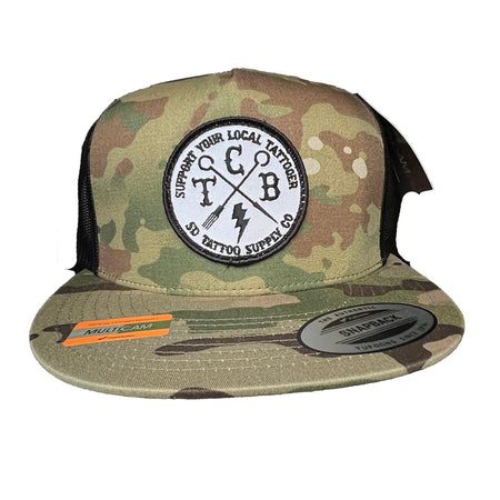 SD Tattoo Supply OG Trucker Hat Black and Multicam