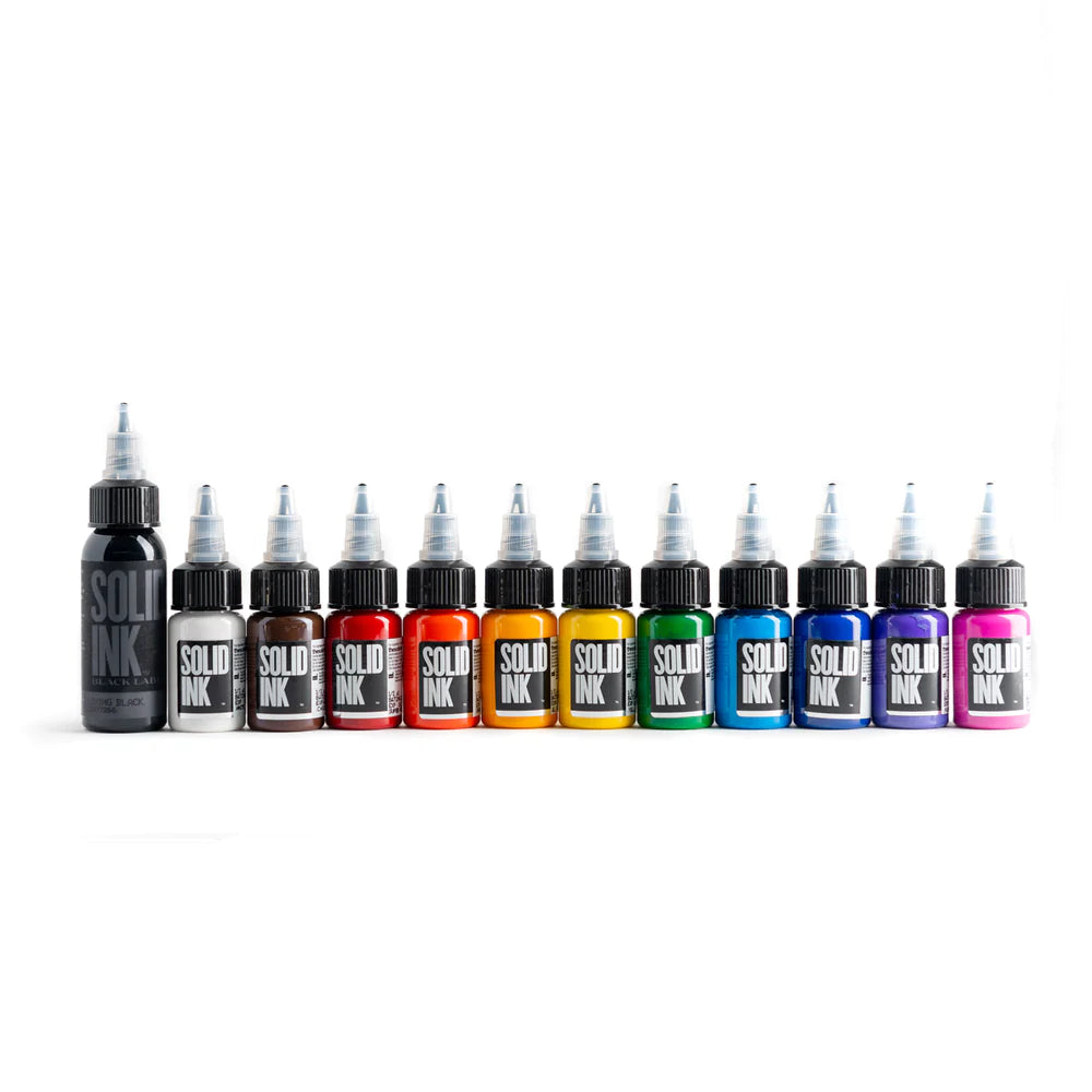 Solid Ink 12 Color Tattooing Ink Set 1/2 oz