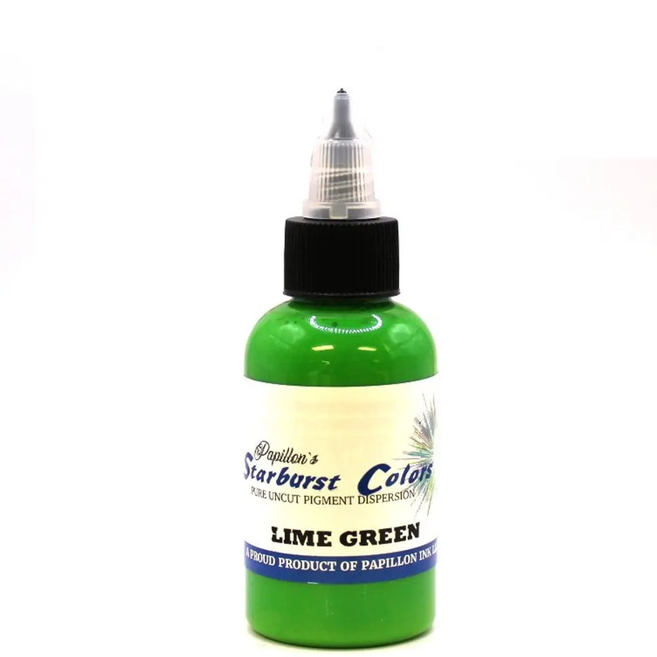Starburst Lime Green Tattoo ink in a 2 ounce bottle
