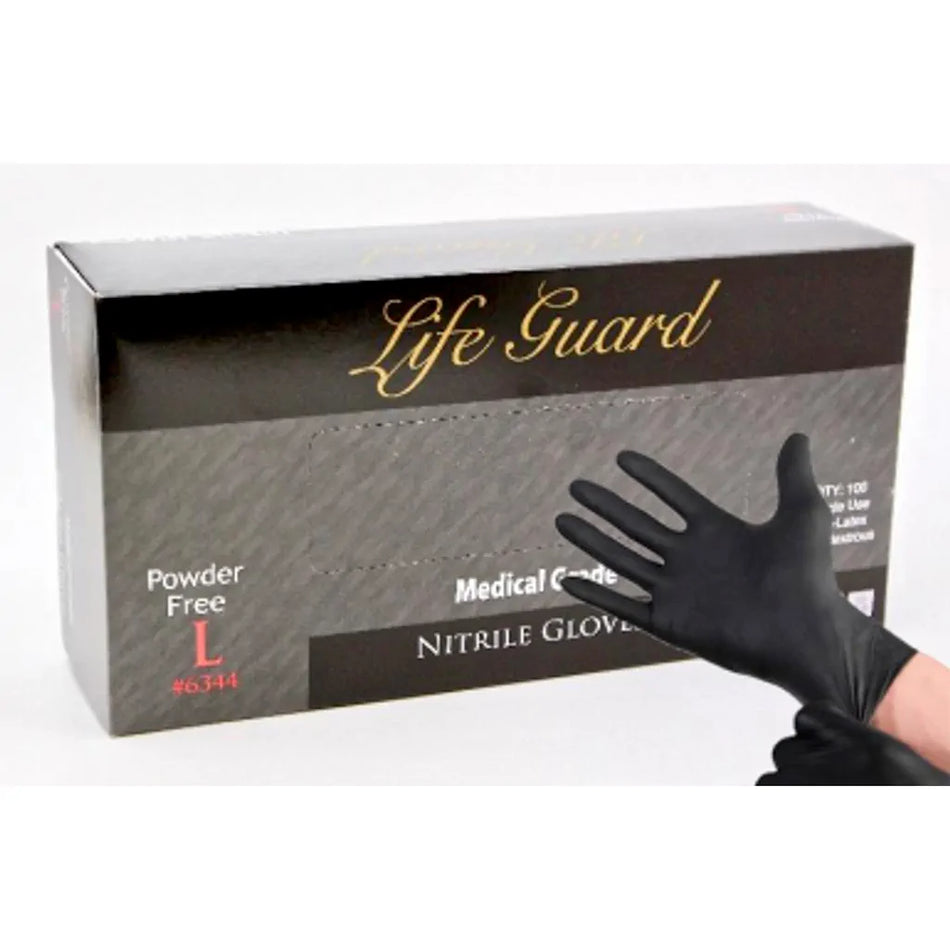 Life Guard SOFT Black Nitrile Medical Gloves # 6340
