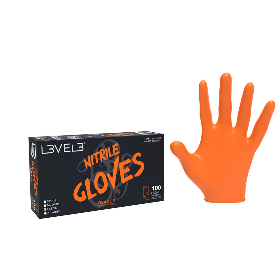 Level 3 Nitrile Disposable Gloves in Orange