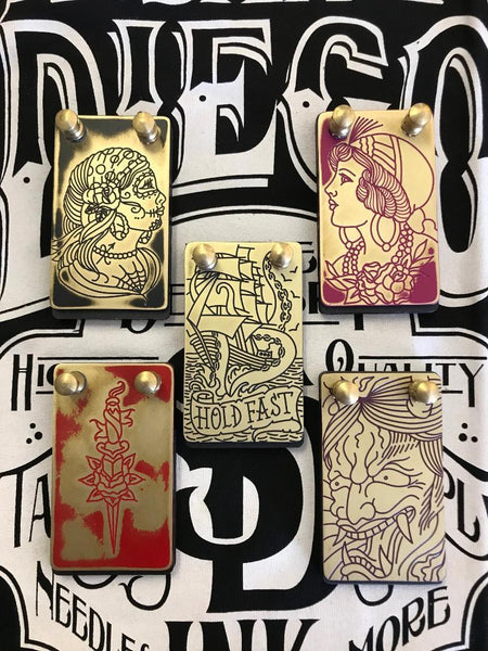 Custom Brass Tattoo Foot Switch with Clip Cord