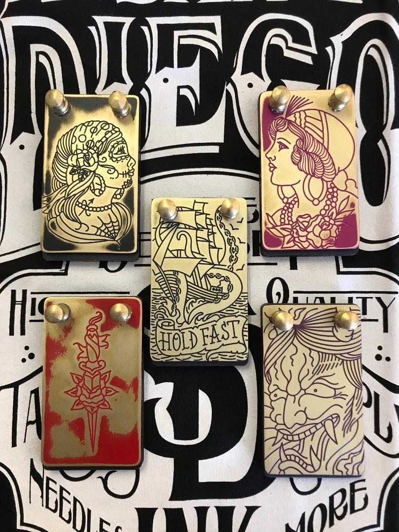 Custom Brass Tattoo Foot Switch with Clip Cord